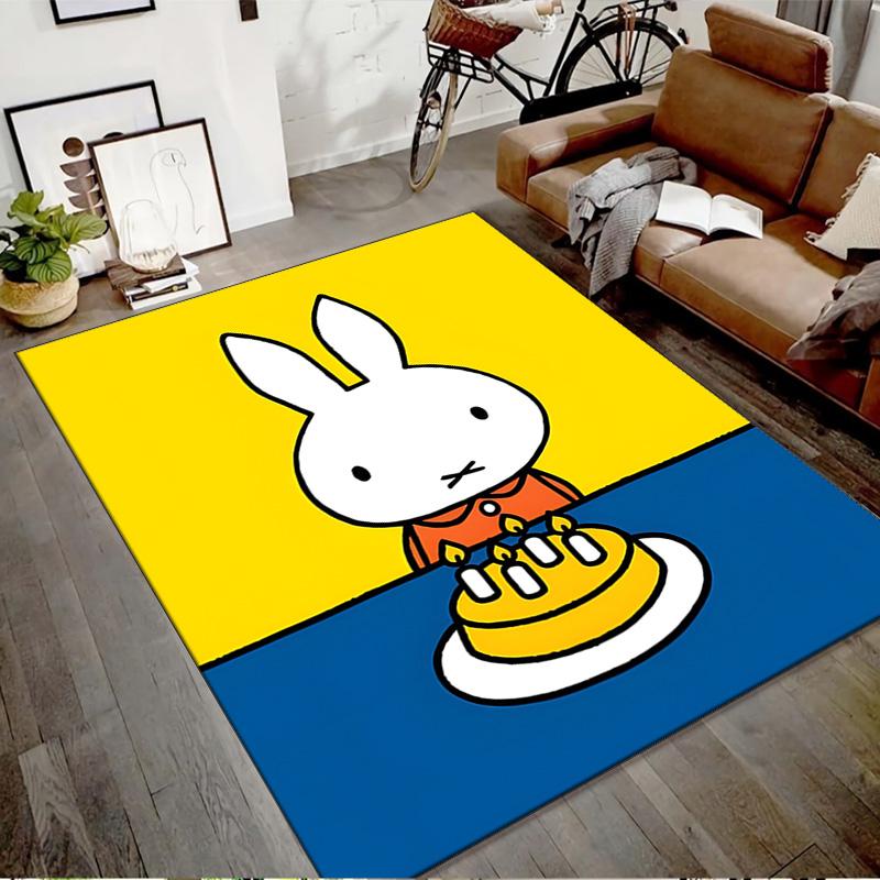1pc Miffy1 Design Printed Area Rug Carpet for Bedroom Living Room Home Decor Rugs Mat Non Slip Mat Rug for Bedside