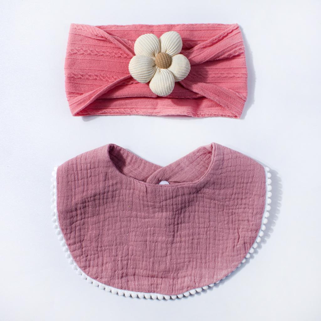 Baumwoll-Baby-Lätzchen und Stirnband-Set mit Gaze der Klasse A