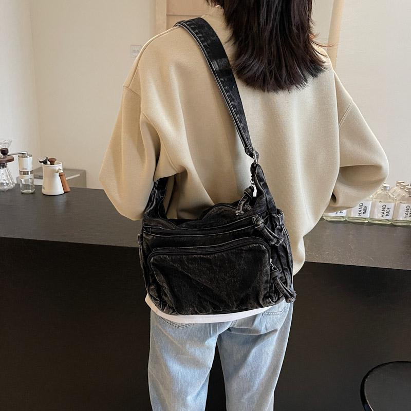 Denim Bag Multi-Layer Crossbody Bag Women Commuter Shoulder Bag Messenger Bag