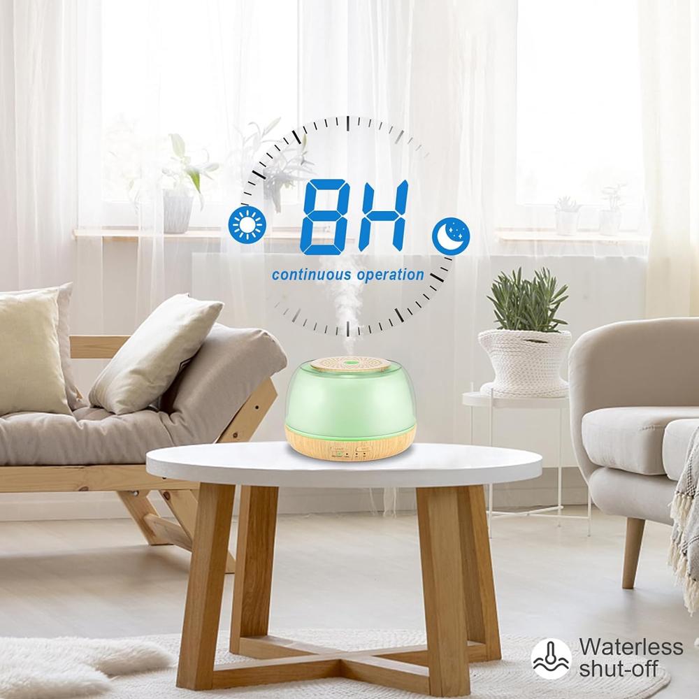 Diffusore di Oli Essenziali da 500ml con Telecomando, Luci LED a 7 Colori, 4 Modalità Timer, Aromaterapia Ultrasonica Silenziosa per la Casa, Spento