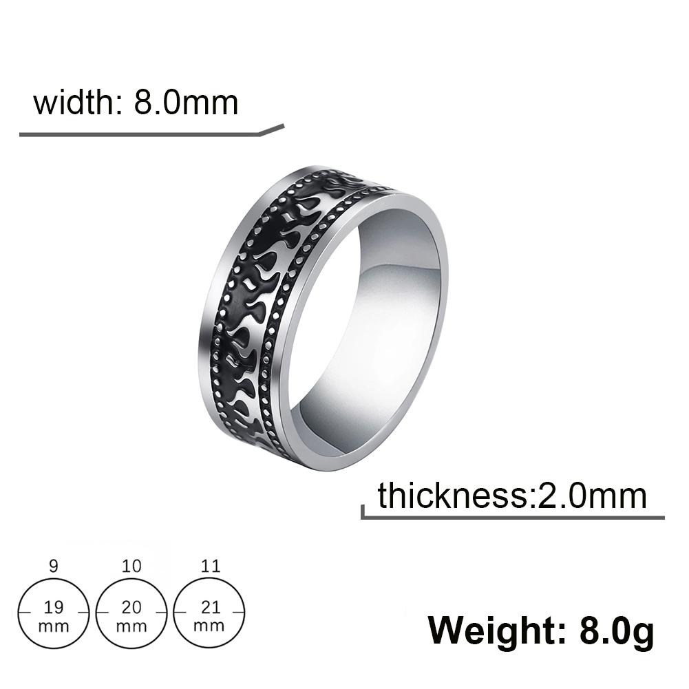 My Shape Vintage Fire Flame Totem Vine Cross Rings for Men Black Paint Punk Stainless Steel Finger Rings Male Jewelry Amulet