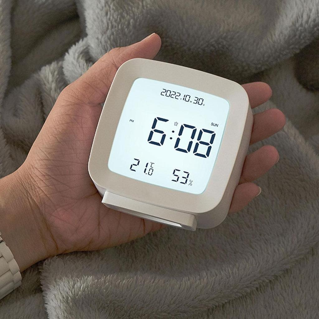 Ceas cu alarmă digital Ceas de noptieră cu lumină de noapte, afișaj pentru temperatură și umiditate, control vocal