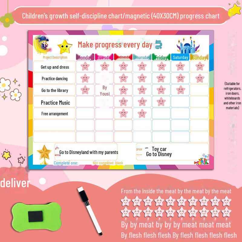Magnetic Kids' Growth and Habits Tracker with Reward Stars