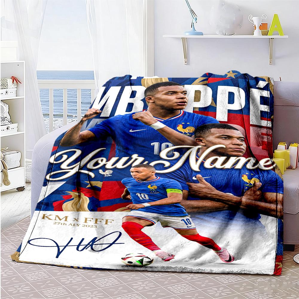 Couverture Personnalisée Mbappé Cadeau Couverture Personnalisable Douce Confortable Jeté Pour Sieste Fauteuil de Bureau Salon Décoration Intérieure Pour Toutes les Occasions