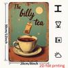 2D Flat - A 2D Printed Retro Tea Cup And Tea Bag Metal Sign - Iron Art for Home, Bar, Café, Garage, And Outdoor Decoration