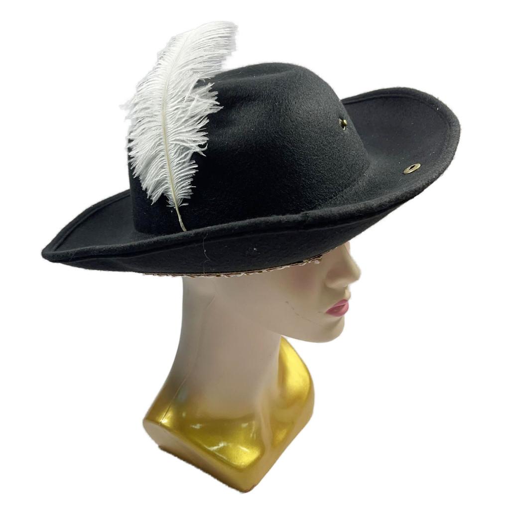 Pirate White Feather Hat Half Handcrafted Design For Halloween Cosplay Party