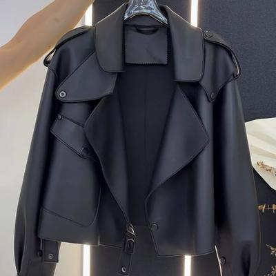 Spring Autumn Women PU Leather Jacket Casual Lady Windproof Motorcycle Leather Coat