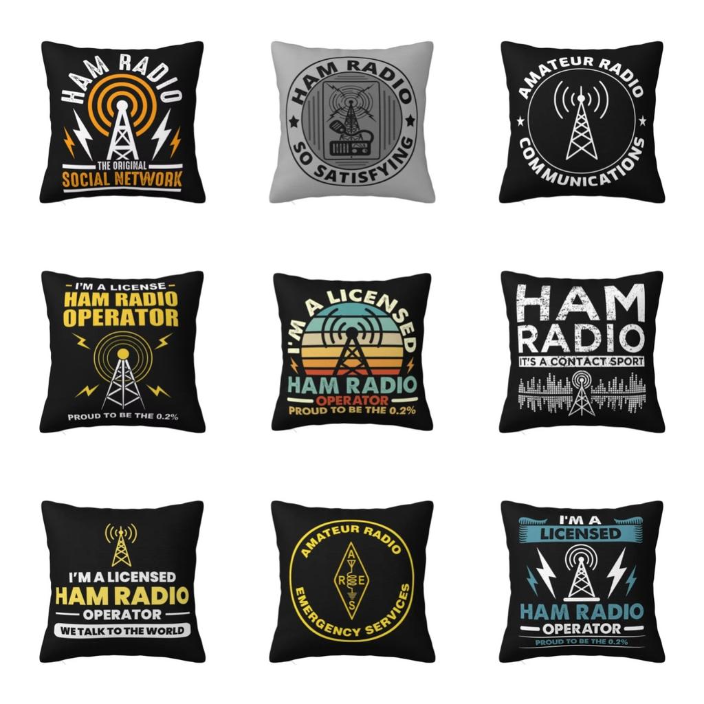 pc Retro Ham Radio Enthusiast Throw Pillow Cover D DoubleSide Print Polyester Cushion Case for Home Sofa Car Man Cave Decor