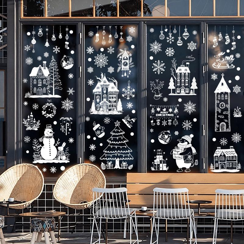 Christmas Decorations - Static Cling Stickers for New Glass Display Windows of Cabinets - Glass Stickers for Decoration