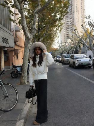 [Fleece] Winter year thin new fur collar hooded cotton-padded coat waist thickened short cotton-padded coat women's coat