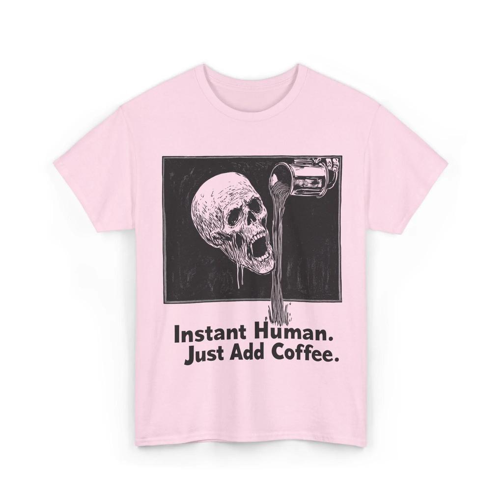 Gothic Coffee Shirt Funny Skeleton Coffee Tee Dark Humor Coffee Lover Gift Vintage Horror Addict Sarcastic T-Shirt Men Clothing
