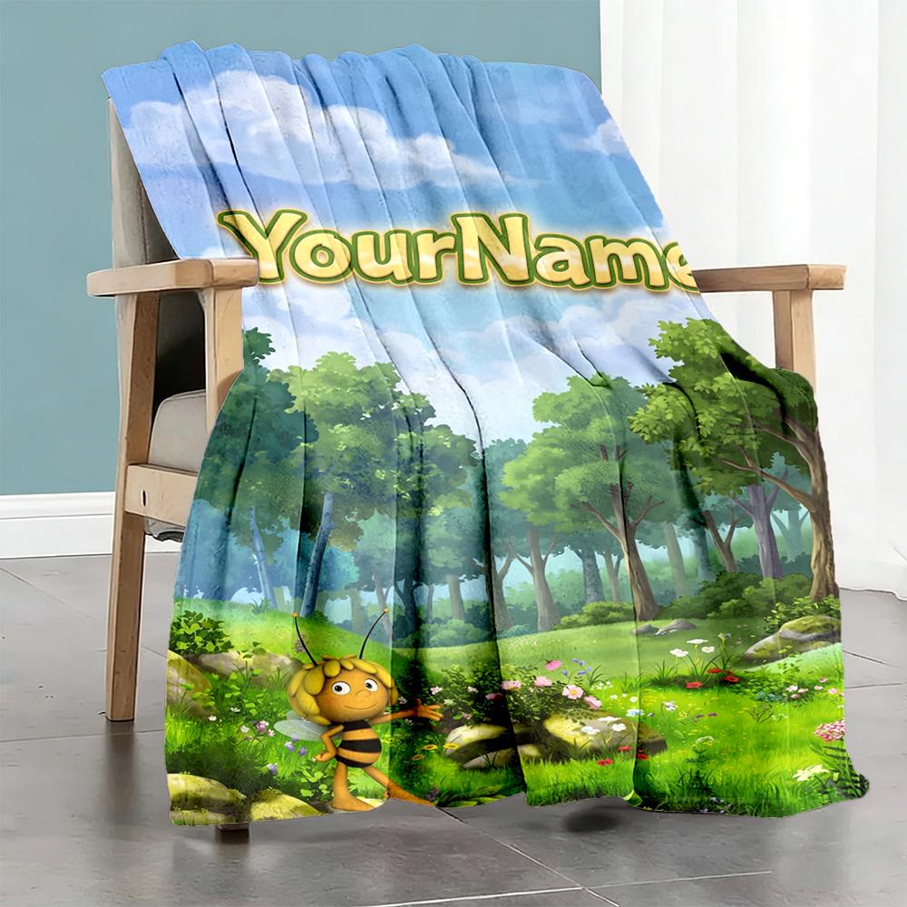 Biene Maja Customize Your Name Blanket Cozy Customizable Blanket Warmthful Decor Perfect for Office Office Chair Living Room Home Decor
