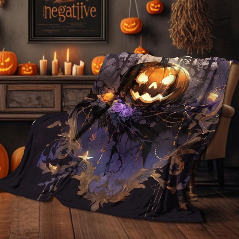 Halloween Print Flannel Blanket Soft Cozy Throw Bed Sofa Plush Fleece 70x100 To 150x200cm
