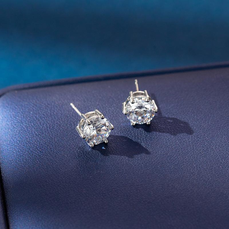 Simple and Elegant Women's Zircon Stud Earrings Niche High-end Earrings Cross-border Trade Export Earrings Fashionable Small Earrings