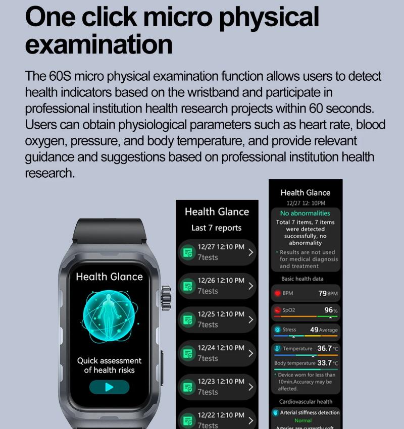 2025 Νέο Έξυπνο Ρολόι Μικροφυσικής Εξέτασης με Θεραπεία Παλμών Άνδρες ΗΚΓ+PPG Οξυγόνο Αίματος Λίπος Αίματος Αρτηριακή Πίεση Βραχιόλι Υγείας