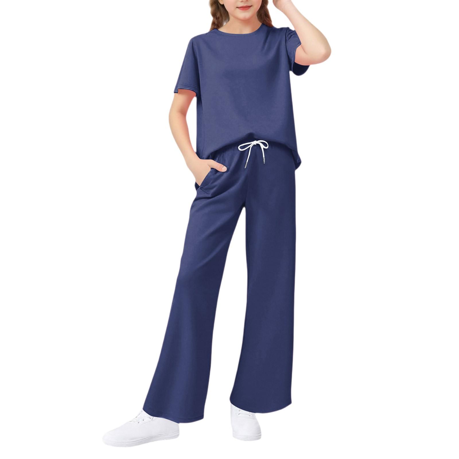 

Girls 2-Piece Set - Short Sleeve Tee & Wide Leg Pants 160