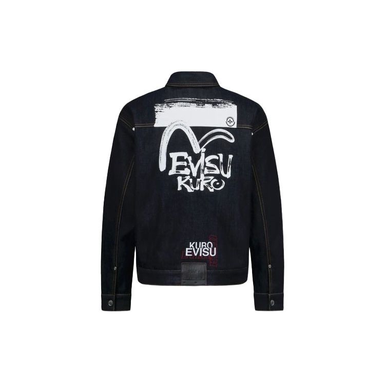 Evisu FW21 Graffiti Seagull Letter Embroidered Denim Jacket Men jackets Denim-Blue 2EAADM1DJ235LFCQ