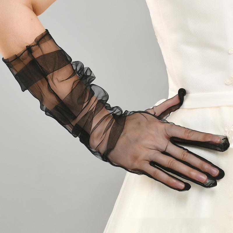 Casual Thin Mesh Lace Gloves Women S Black Silk Sexy Breathable Sunscreen