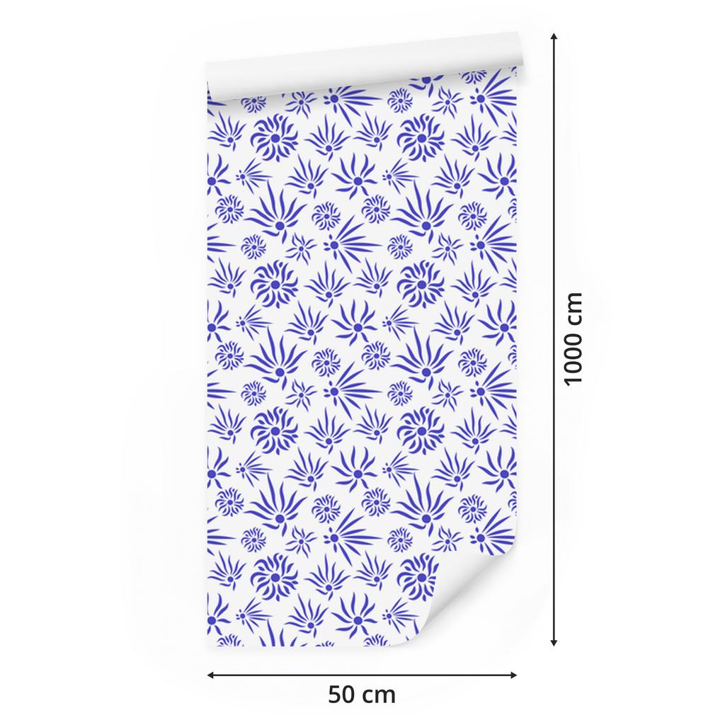 Blue and white flowers wallpaper for living room and bedroom 50x1000
