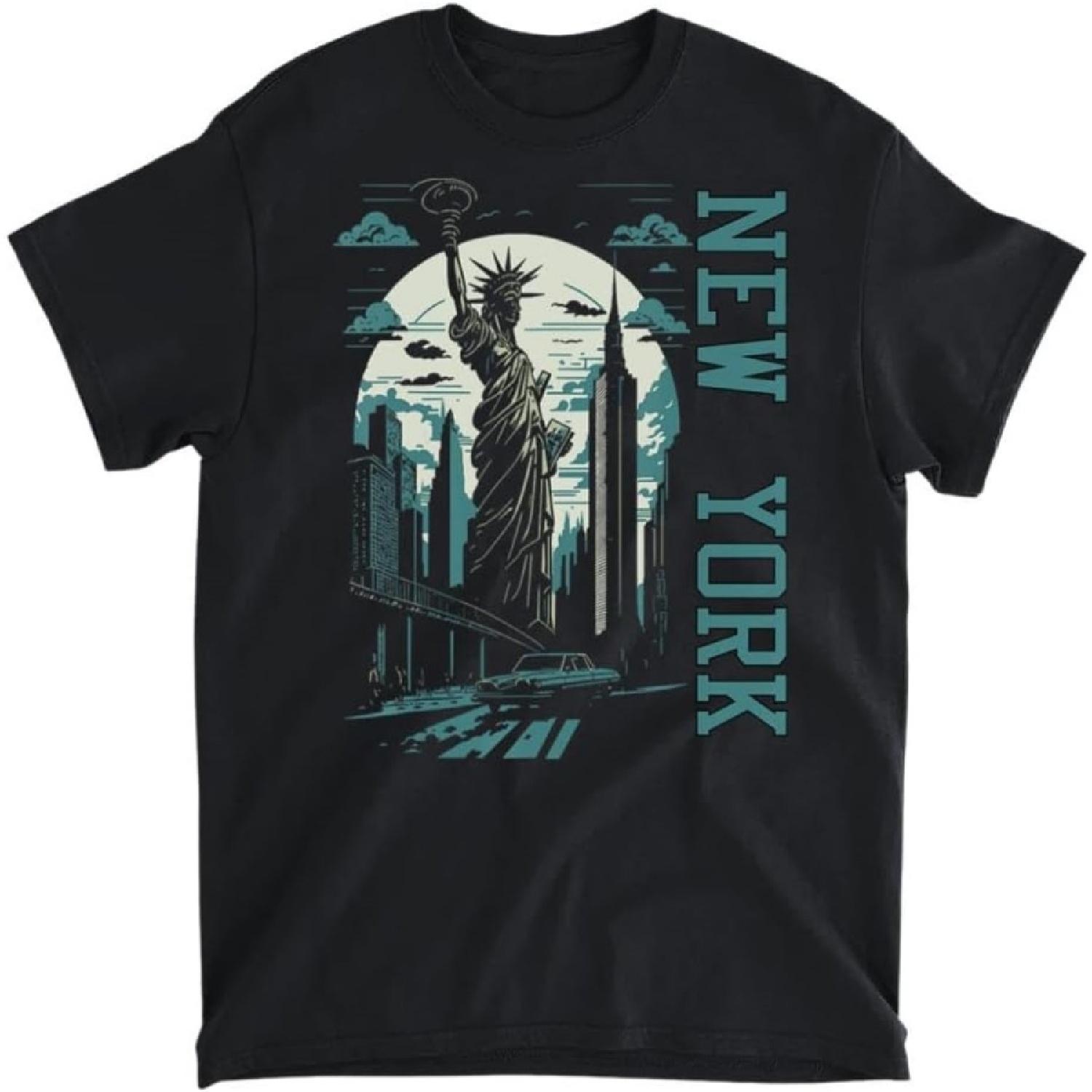 NYC New York City Skylines Statue of Liberty T-Shirt, Long Sleeve Shirt, Sweatshirt, Hoodie Unisex Adult Size Made in Canada S