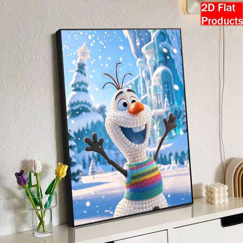 Disney DIY Pearl Art Olaf Themed Creative Pearl Painting Decorative Wall Art Creative Ornament Gift for Friends Desktop Decor