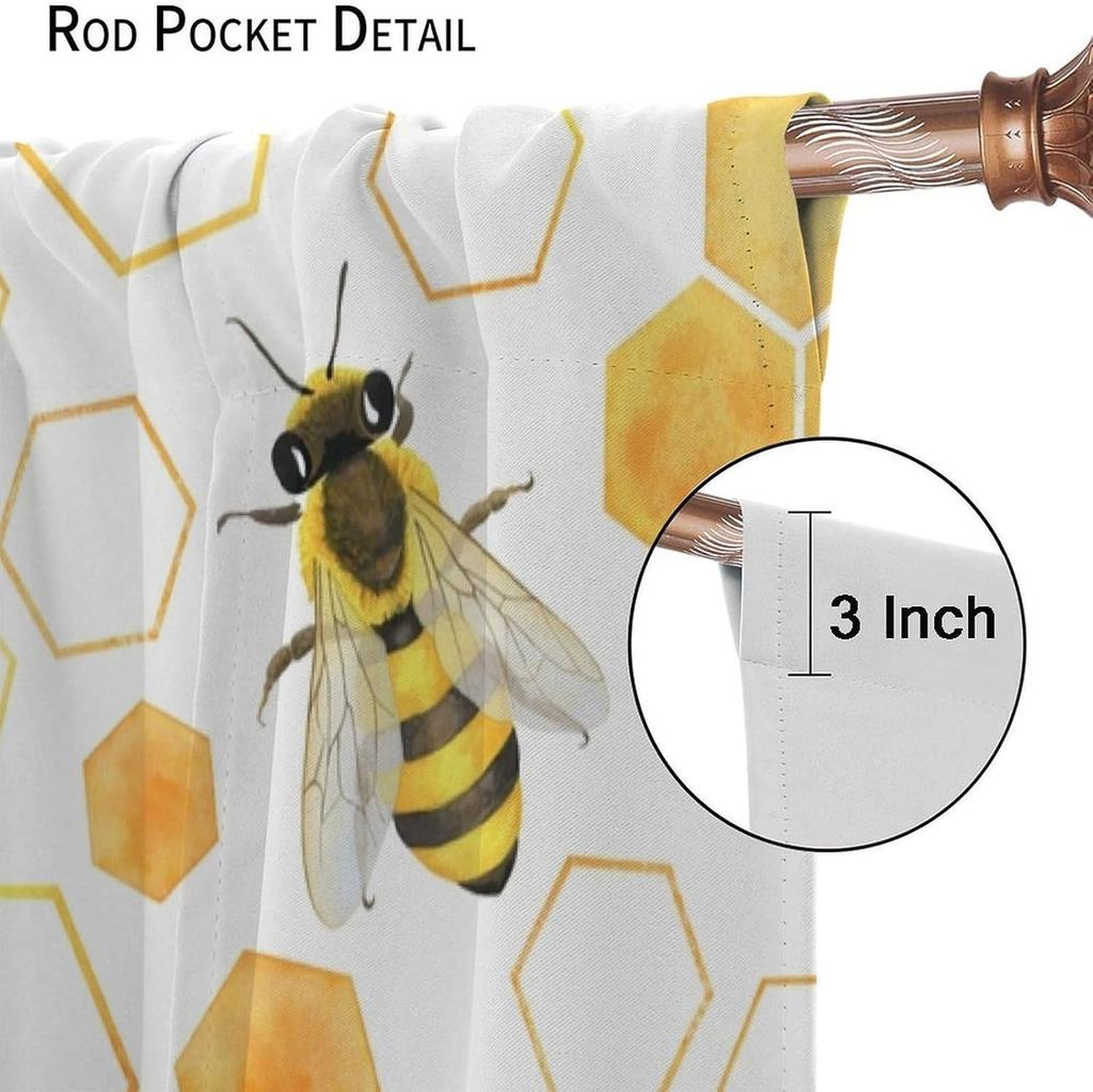 Verdunkelnde Sonnenblumen-Vorhänge Lustiger Gelber Ton Geometrie Wabenmuster Floral Nahtloses Muster Fensterdekorationen Vorhang Modern Polyester Mit Stange