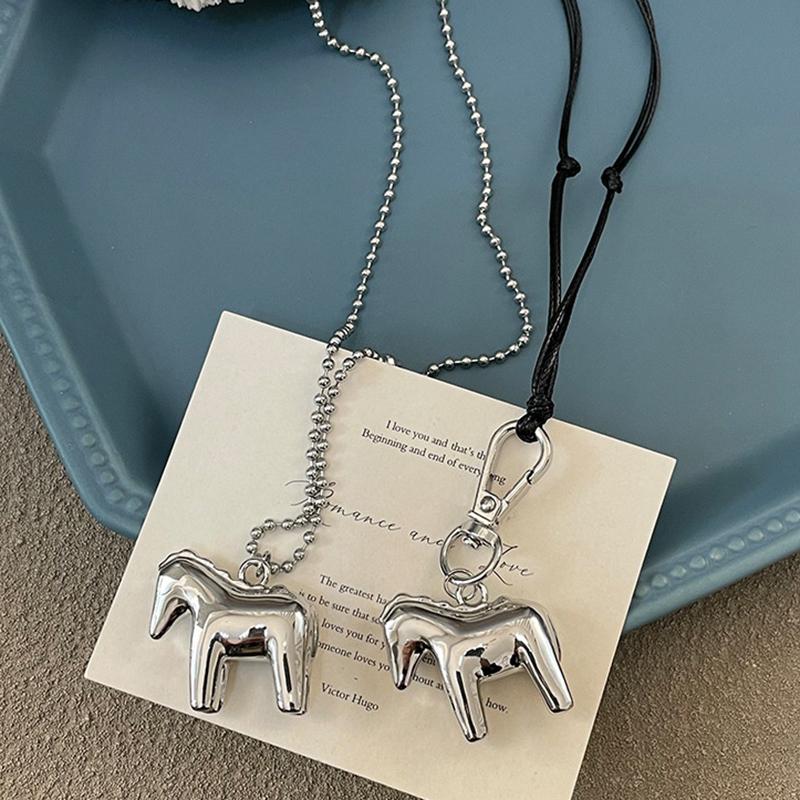 Pony Anhänger Lange Halskette Für Damen Herren Hip-Hop Punk Pulloverkette Schmuck