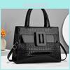 Stylish Crocodile Pattern Soft Leather Handbag For Women With Versatile Colors And Mid-soft Structure