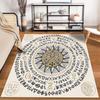 Mystic Keys and Symbols Circle Design Non-slip rug suitable for living room and bedroom sofas