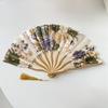 Chinese Style Women's 7-inch Silk Cloth Folding Fan Keel Bamboo Fan Summer Cooling Creative Fan Children's Dance Fan