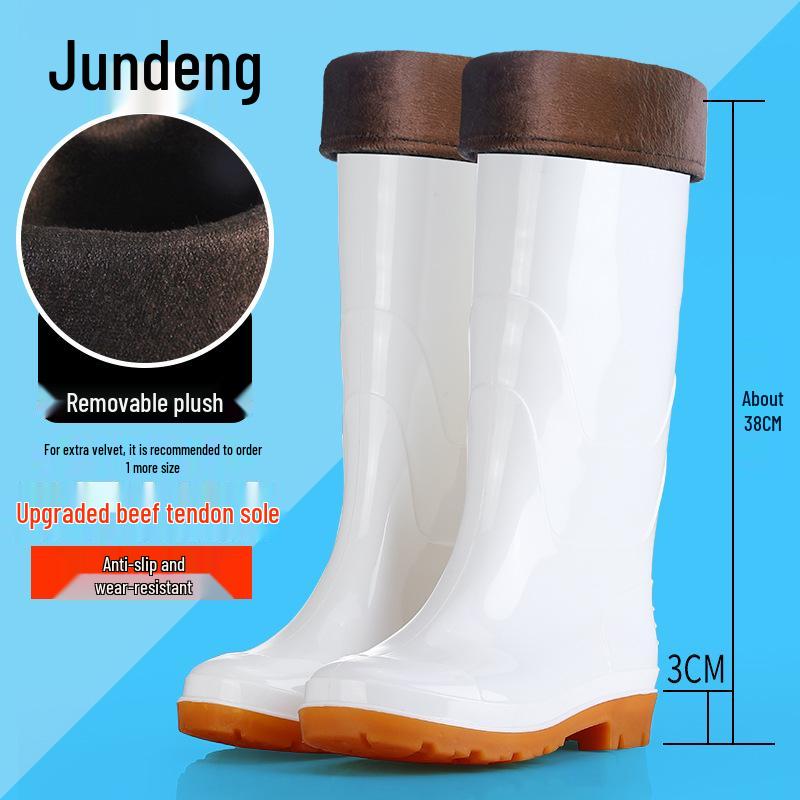Military-Style Non-Slip White Rubber Boots for Men and Women - Thickened Wading Work Shoes