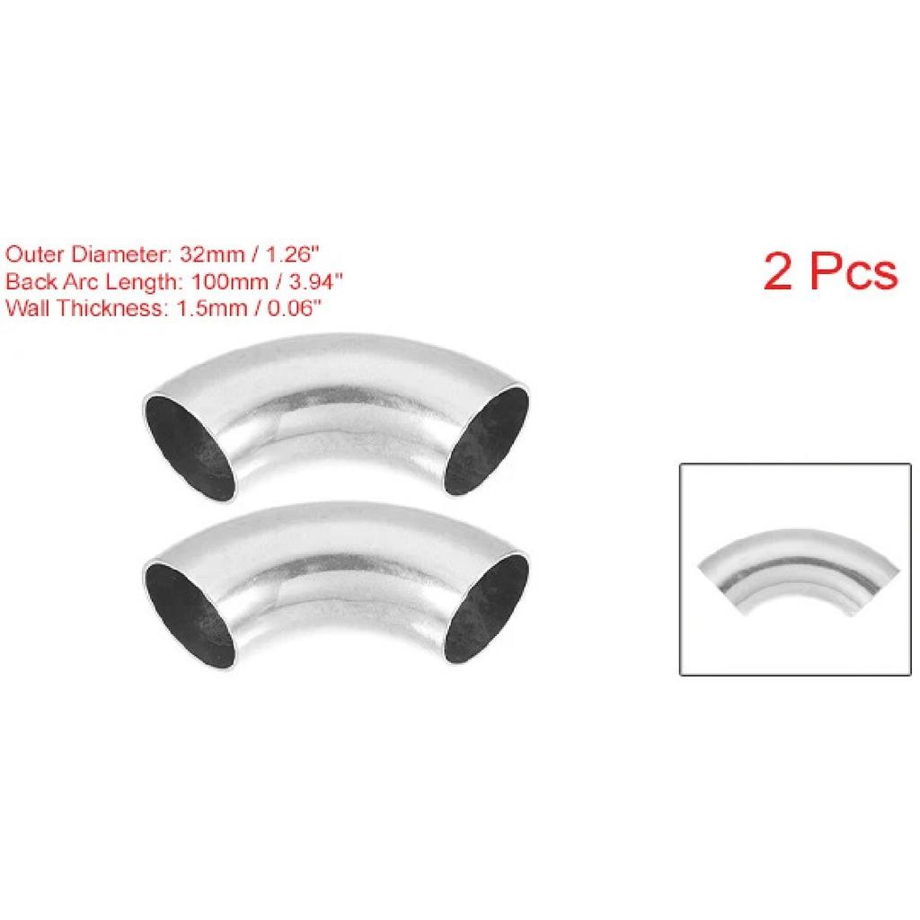 X Autohaux 2 Pc 1.25" 90 Degree Stainless Steel Car Exhaust Elbow Pipe 0.06" Thickness