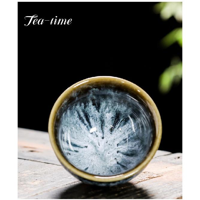 60ML Kiln Change Ceramic Teacup Temmoku Glaze Multicolor Porcelain Kung Fu Cups Pottery Japanese Master Cup Drinkware
