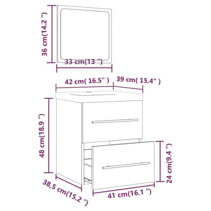 3114163 vidaXL Meuble lavabo avec bassin intégré Blanc Bois d'ingénierie