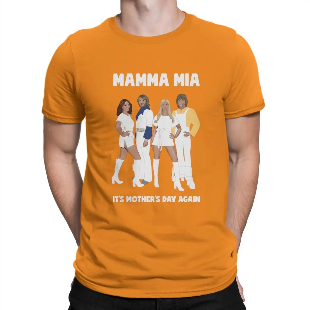 Fashion Mamma Mia Music T-Shirts for Men Round Neck 100% Cotton T Shirt A-ABBA Band Short Sleeve Tee Shirt Birthday Present