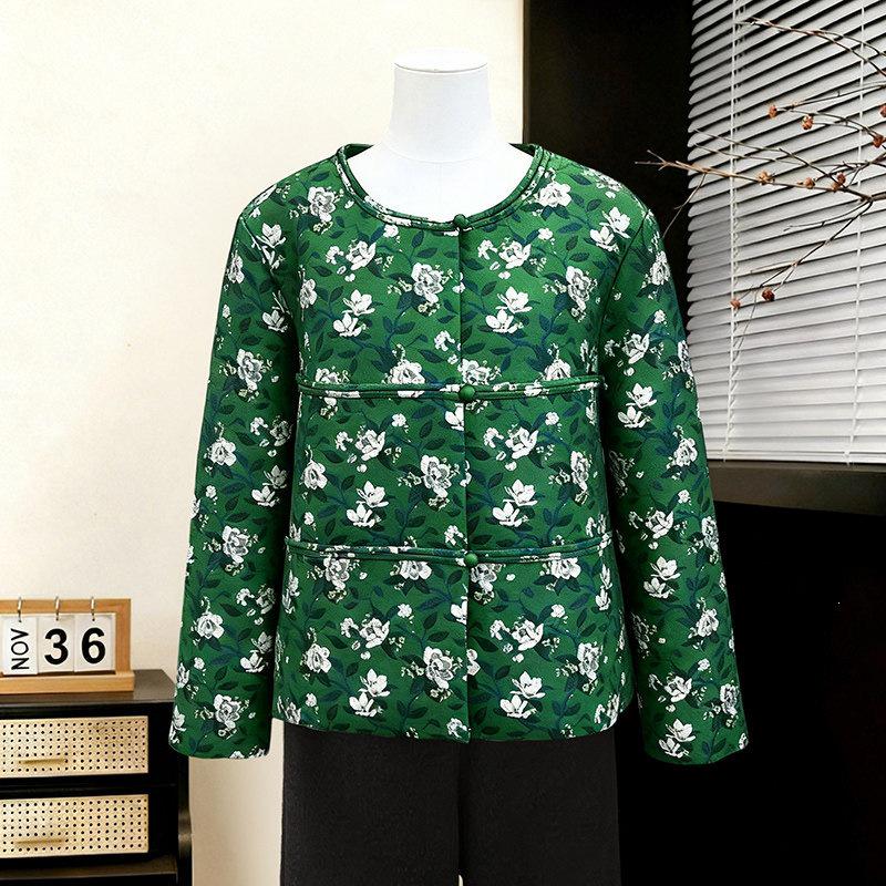 

Spring-Autumn Chinese Style Printed Jacket: Trendy 2026 Tang Suit for Middle-Aged Women 3XL (120-135 jin)