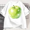 Grüner Apfel Grafik T-Shirt für Damen Süßes Aquarell-Fruchtprint-Tee Lässiges Kurzarm Sommer Lockeres Harajuku Ästhetisches Top