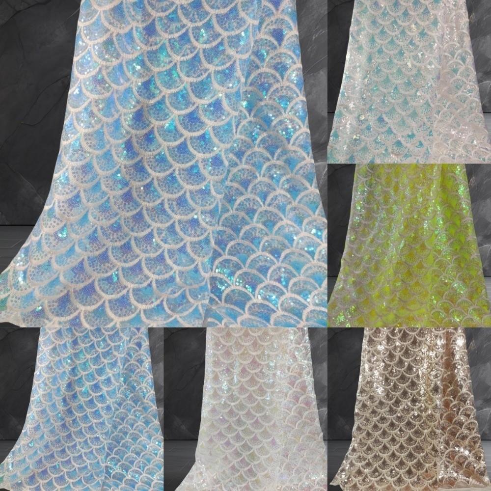 Laser Embroidery Mesh Gauze Sequin Mesh Lace Fabric  Performance Clothing Fabric