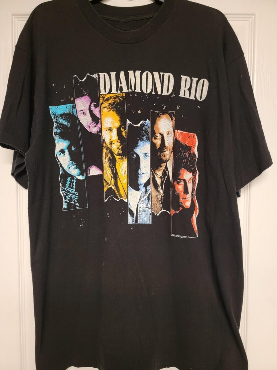 VTG Diamond Rio Band Tour Heavy Cotton Black T Shirt UR778 XXL