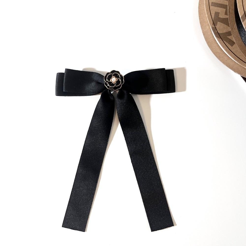 White Black Bow Brooch Pin Camellia Funerals Memorial Pin Sweet Black Ribbon Pin  Funeral