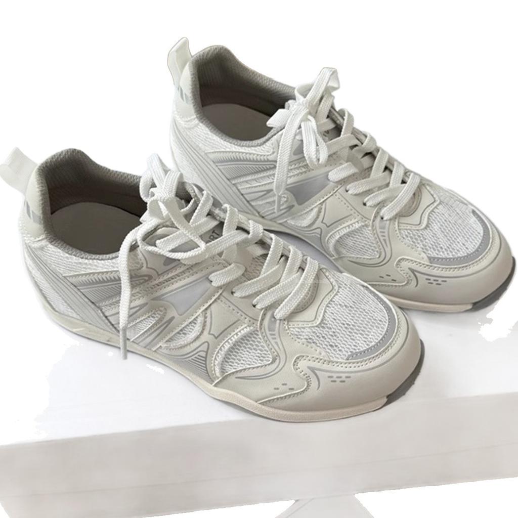 Summer New Mesh Breathable Casual Lace-up Inner Height-increasing Sports Moral Training Shoes Women's Soft-soled Non-slip Mesh Sports Shoes