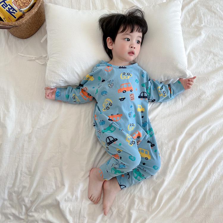 

Children’s Split-Leg Cotton Pajamas & Sleeping Bag – Spring & Autumn, Kick-Resistant Quilt, All Seasons Size 90 (Height 80-90cm)