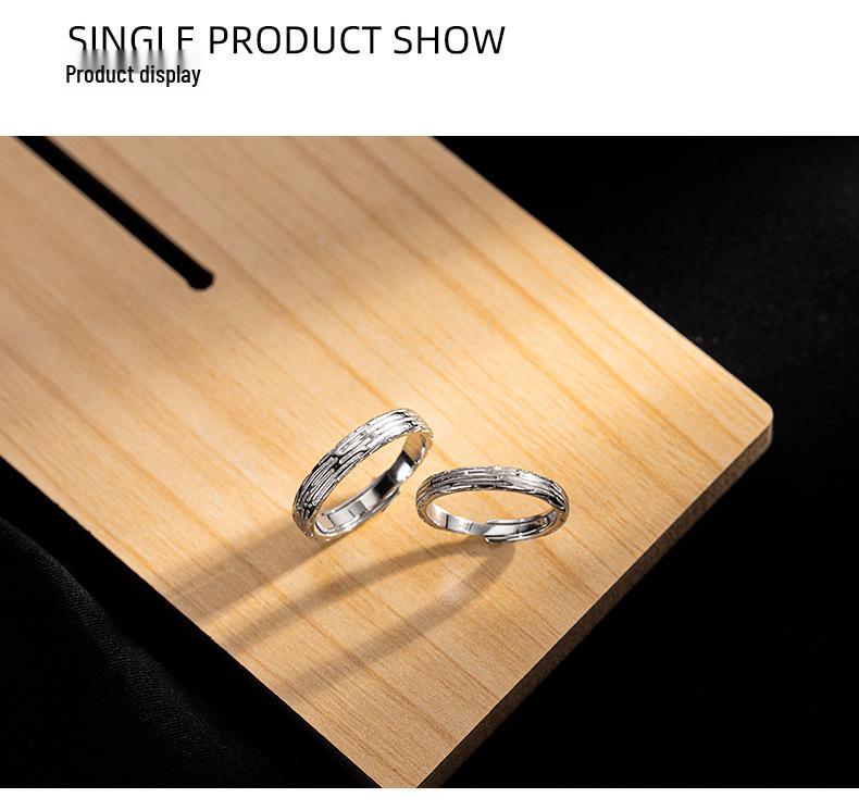 Banyan Tree S925 Silver Textured Open Couple Rings - Ideal Birthday Gift for Girlfriend