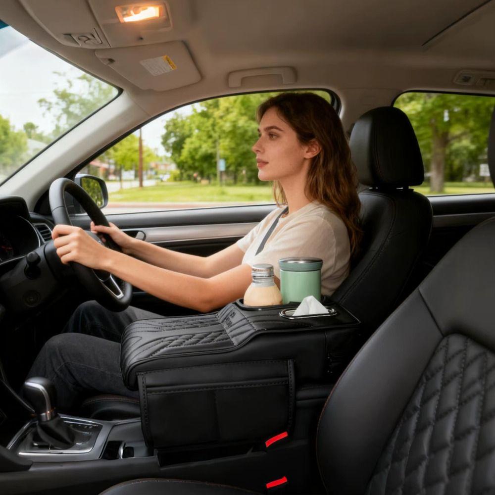 Height Increase Center Console Pad PU Leather Vehicle Armrest Cushion Auto Armrest Cover Mat SUV