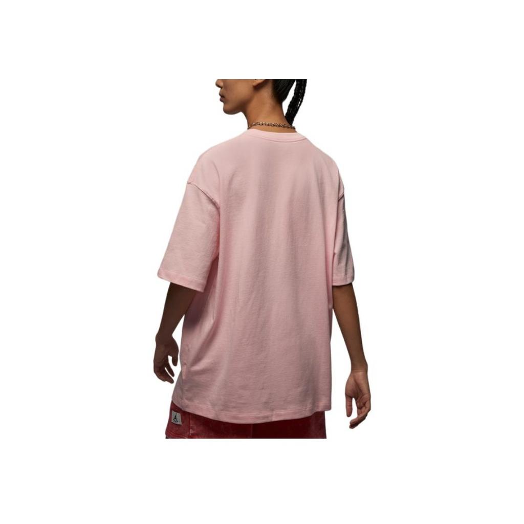 Jordan Essentials Solid Logo Loose Round Neck Short Sleeve Drop Shoulder T-Shirt Women Tops Light-Pink FV1133-621