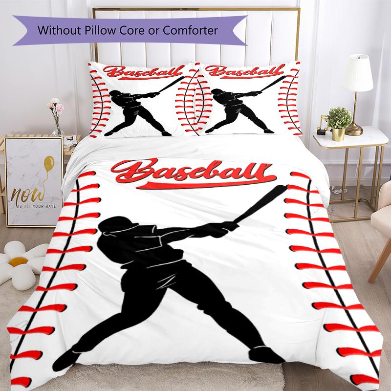 3pcs Baseball Bedding Set Duvet Cover Closure Includes 1 Duvet Cover & 2 Pillowcases, Soft and Comfortable for All Seasons.