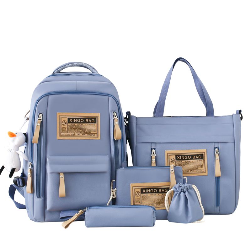 4pcs/set Backpack Female Junior High School Large Capacity High School College Style Schoolbag Outdoor anti backpack