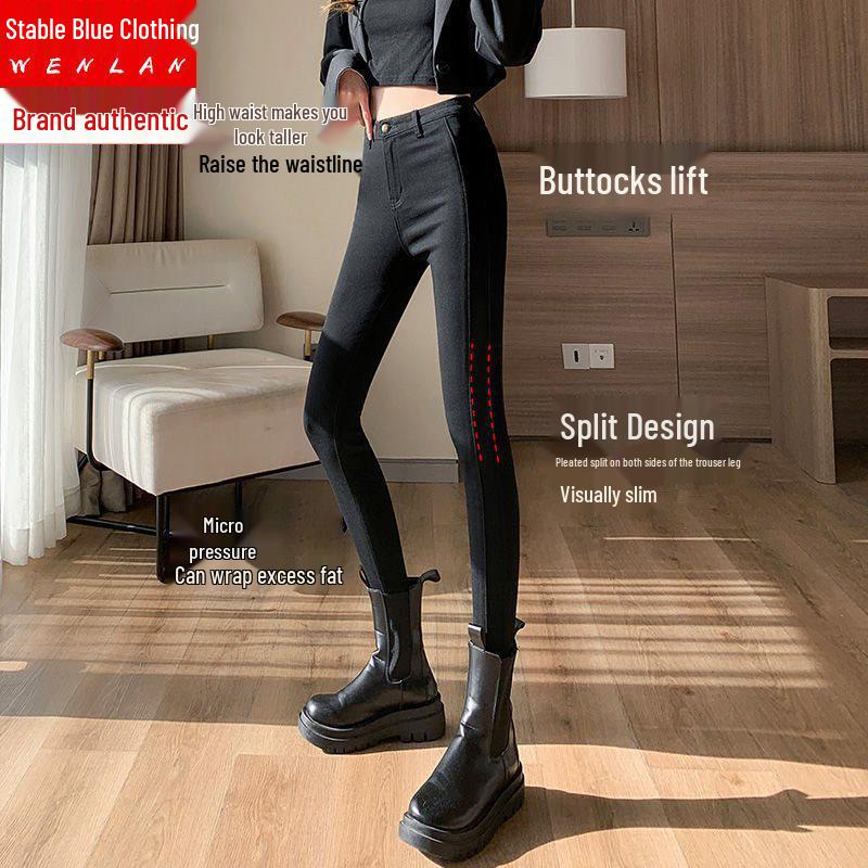 Women's Plus Size Fleece Lined Tummy Control Leggings - Slim Fit Pencil Pants for Spring and Autumn