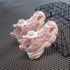 Girls' Sandals Summer New Breathable Button Mesh Shoes Children's Sports Beach Shoes Fashionable Lightweight Soft Sole