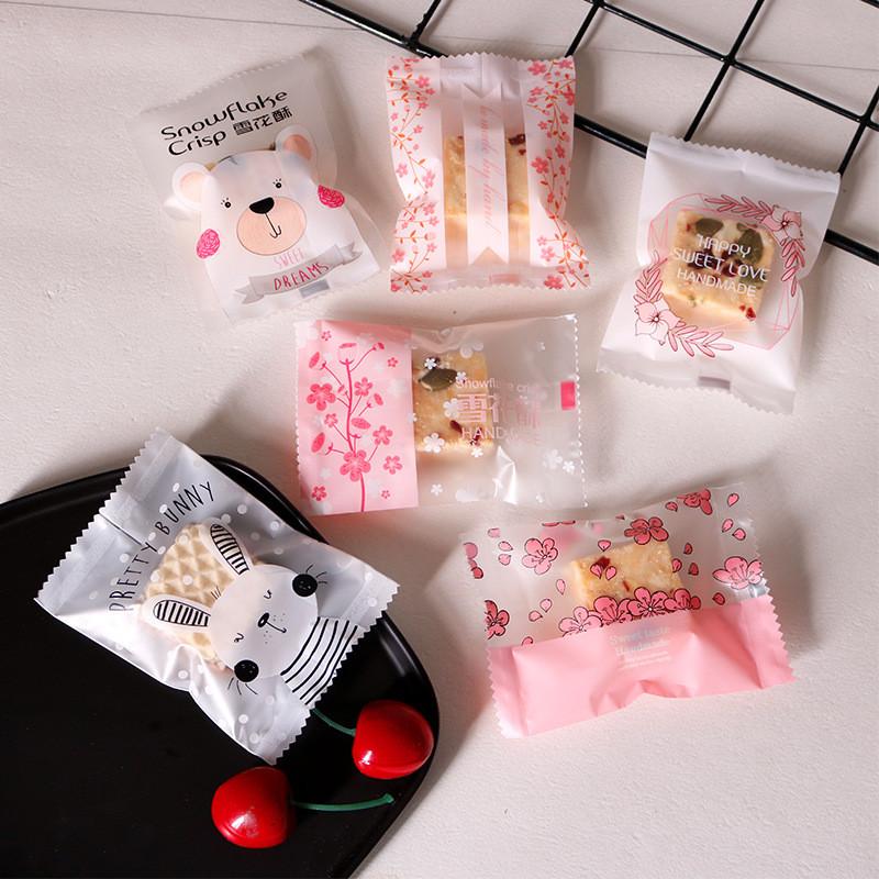 100Pcs 5.5x8.5cm/7x10cm Cartoon Animal Printed Plastic Baking Packaging Biscuit Cookie Candy Food Machine Sealed Gift Bags